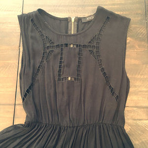 Black Geometric Cut-Out, Gold Zippered Dress